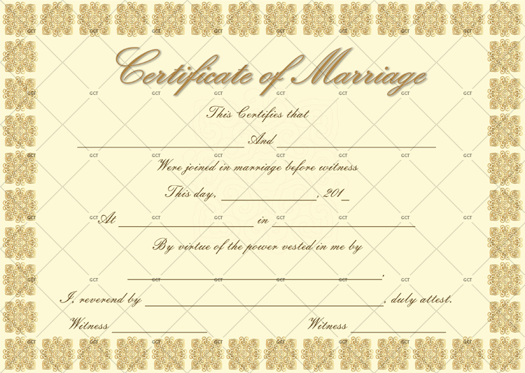 Elegant Marriage Certificate Template (Golden Edition) Word