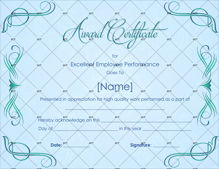 Performance Award Certificate Sample