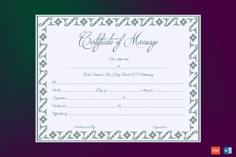 Fillable Marriage Certificate Template Word