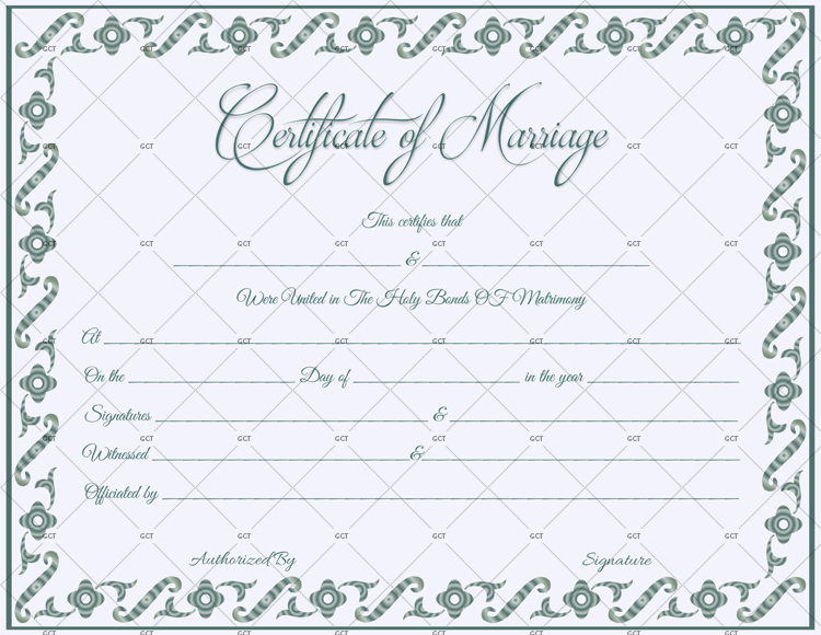 Fillable Marriage Certificate Template