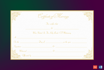 Formal Marriage Certificate Template (Golden Edge) Word