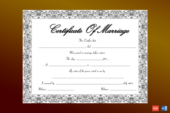 Fountain Swirls Marriage Certificate Template Word