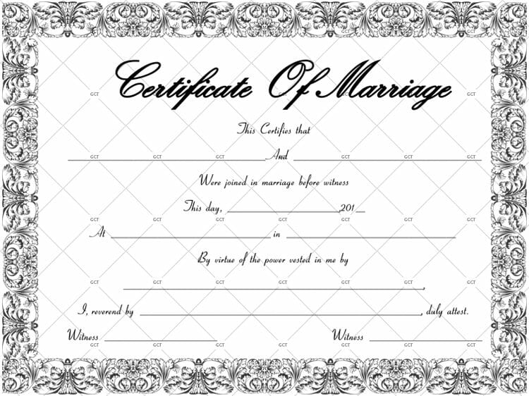 Fountain Swirls Marriage Certificate Template