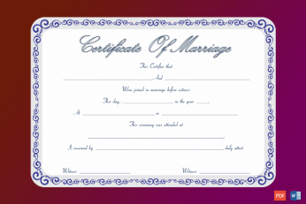 Free Marriage Certificate Template with Blue Borders