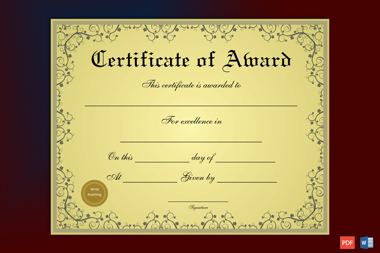 Formal Award Certificate Free