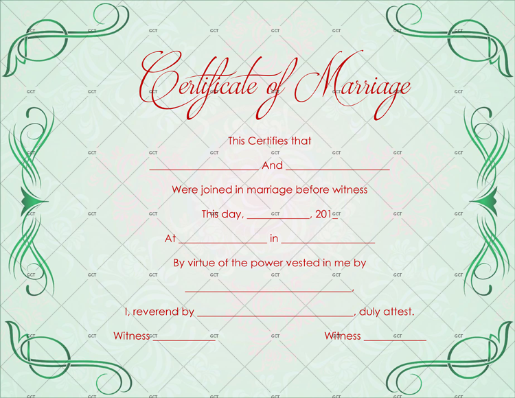 Green Grills Marriage Certificate Template