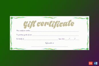 Green Waves Gift Certificate Template