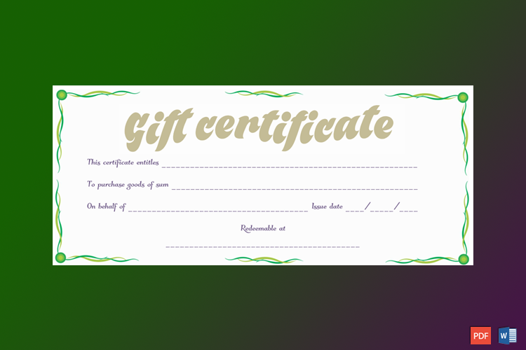 Green Waves Gift Certificate Template