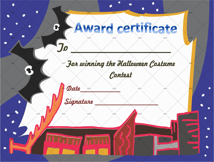 Halloween Award Certificate (Vampire Costume)