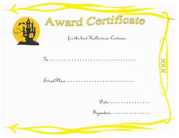 Haunted House Award Certificate Template