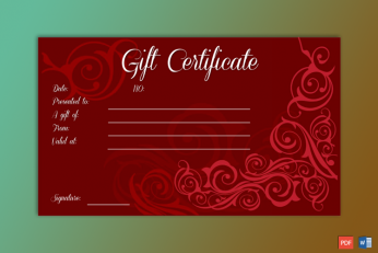 Formal Gift Certificate Editable