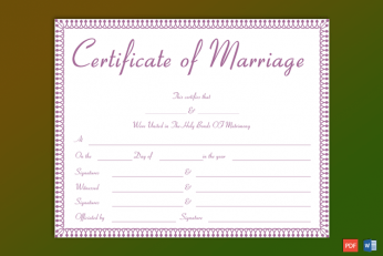 Editable Marriage Certificate