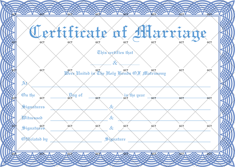 Sample of Microsoft Publisher Marriage Certificate