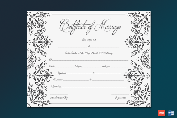 Marriage Certificate (Elegant Blank) Word