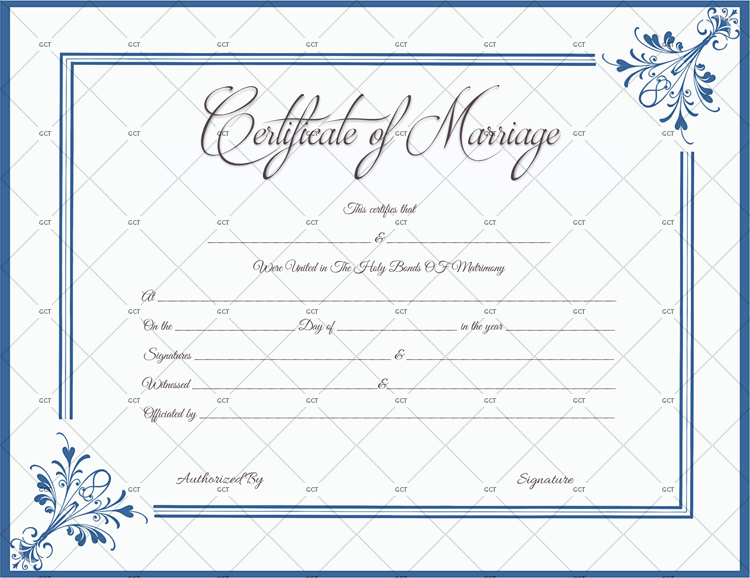Marriage Certificate License Templates (Microsoft Office) Blue