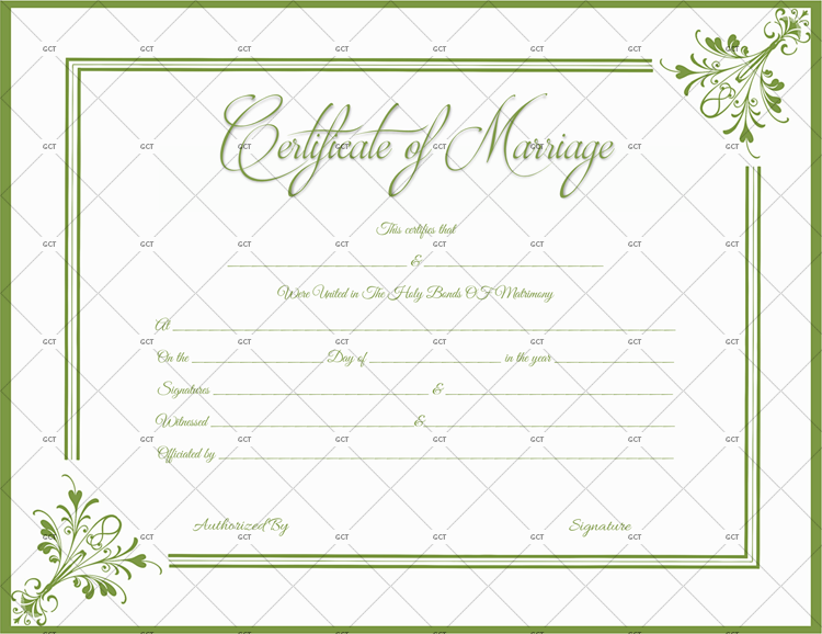 Marriage Certificate License Templates (Microsoft Office) Green