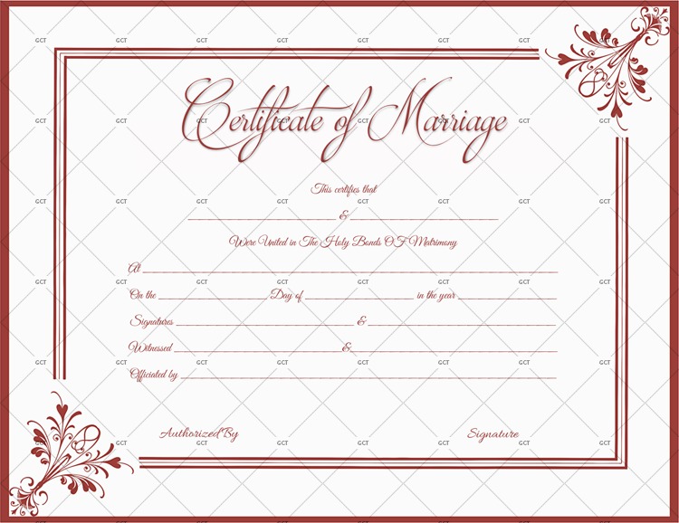 Marriage Certificate License Templates (Microsoft Office) Red