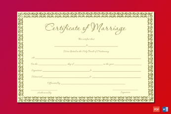 Marriage Certificate Template (Ben Gold) Word