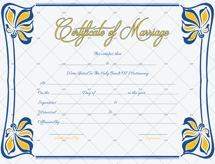 Marriage Certificate Template (Blue Lilly)