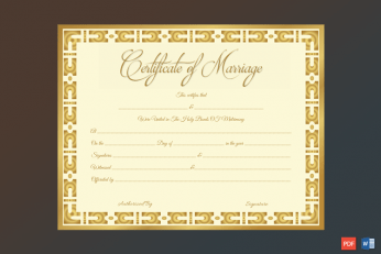 Marriage Certificate Template (Gold Vintage)