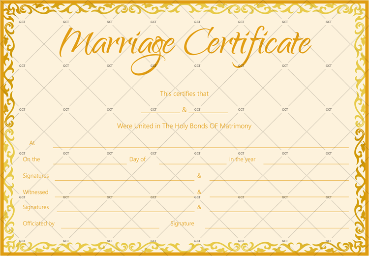 Marriage Certificate Template (Golden Flames Design)