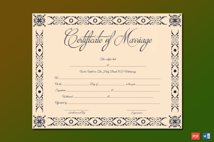Marriage Certificate Template (Microsoft Office) Word