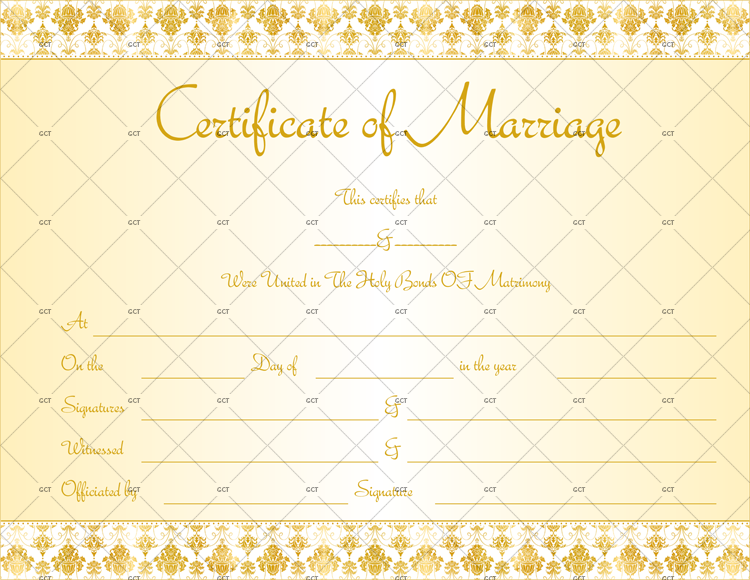 Marriage Certificate Template (Royal Gold)