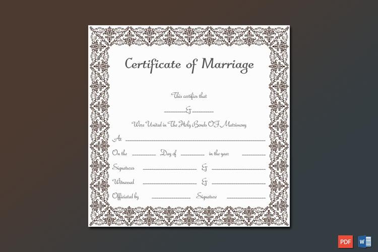 Marriage License Template (Photo Frame Size)