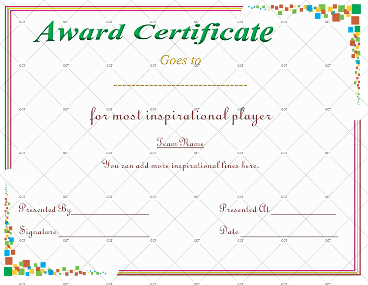 Most Inspirational Award Certificate Template