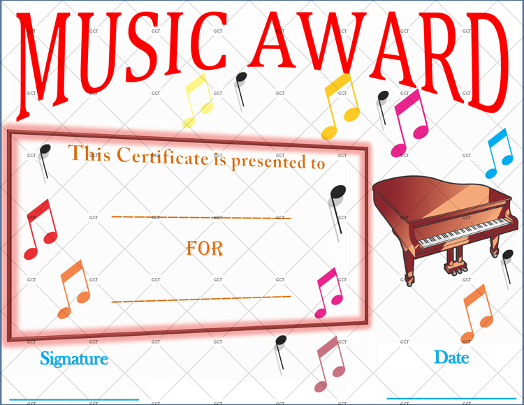 Music Award Certificate Template (Flying Notes) 2