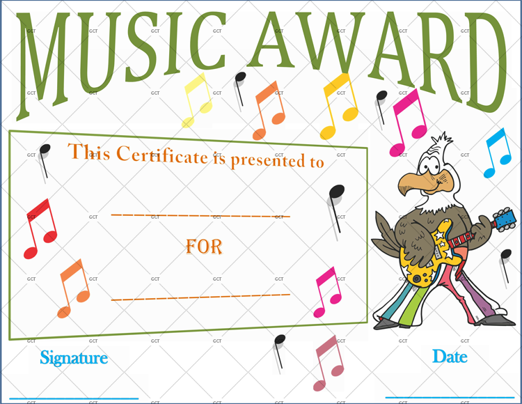 Musical Notes Award Certificate Template 2