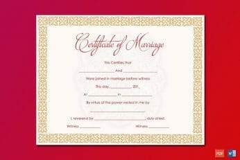 Orange Strings Marriage Certificate Template Word