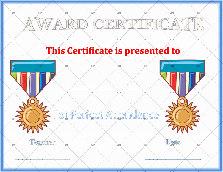 Perfect Attendance Award Certificate Template 2
