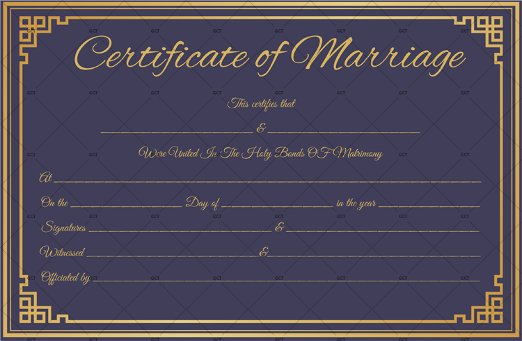 Royal Blue Marriage Certificate Template Word