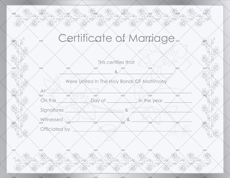 Silver Certificate of Marriage Template