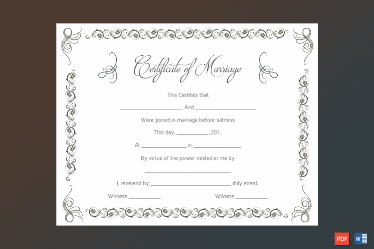 Simple as Gray Marriage Certificate Template Word