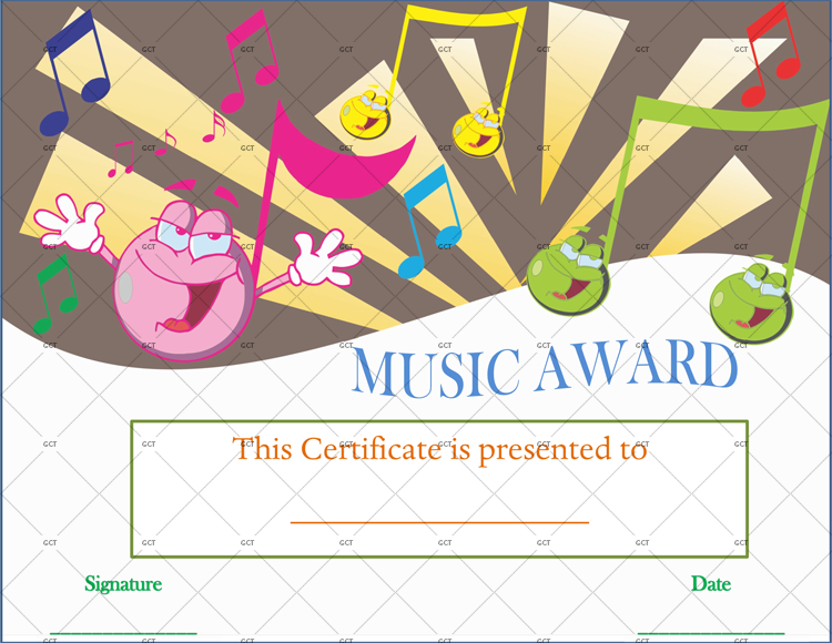 Smiley Face Music Award Certificate Word 2