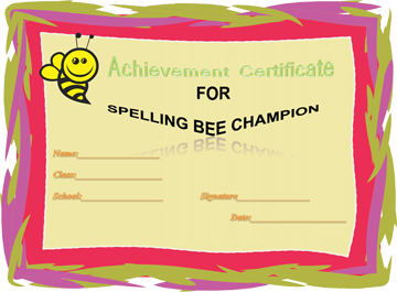 Spelling Bee Certificate of Achievement Template