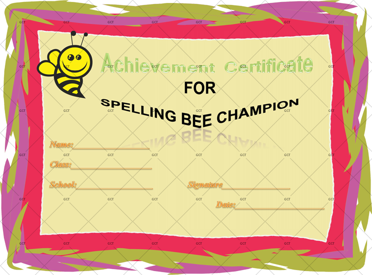 Spelling Bee Certificate of Achievement Template 2