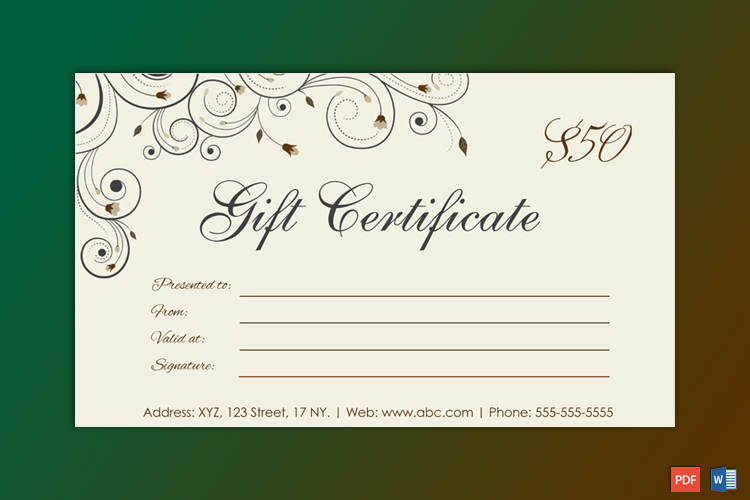 Formal Gift Certificate Example
