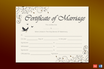 Spring blossoms Marriage Certificate Template Word