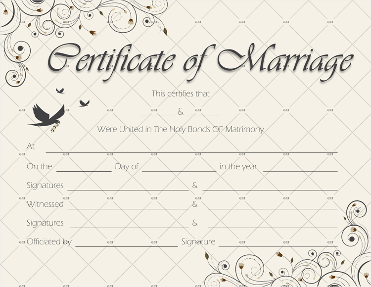 Spring blossoms Marriage Certificate Template