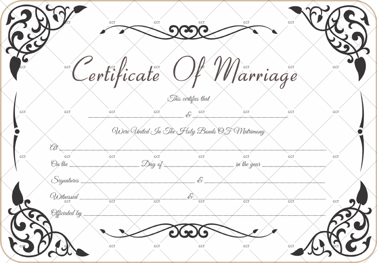 Wedding Certificate Template with Traditional Swirls