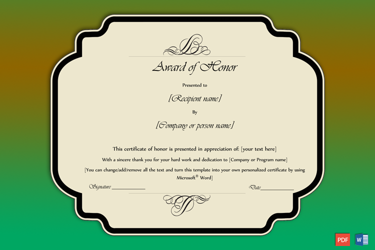Award Certificate Template Word