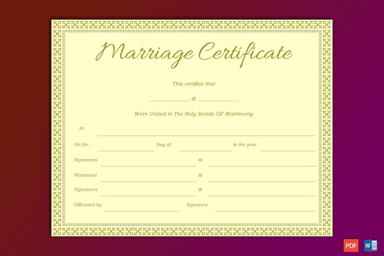 Souvenir Marriage Certificate