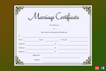 Marriage Certificate Editable Template