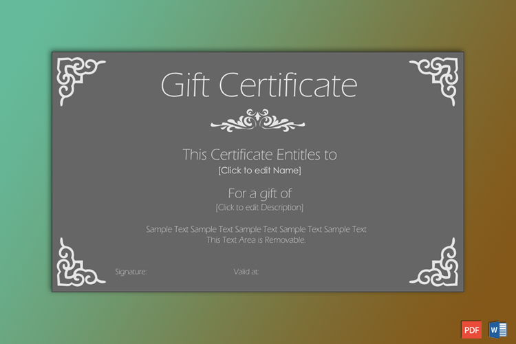 Printable Formal Gift Certificate