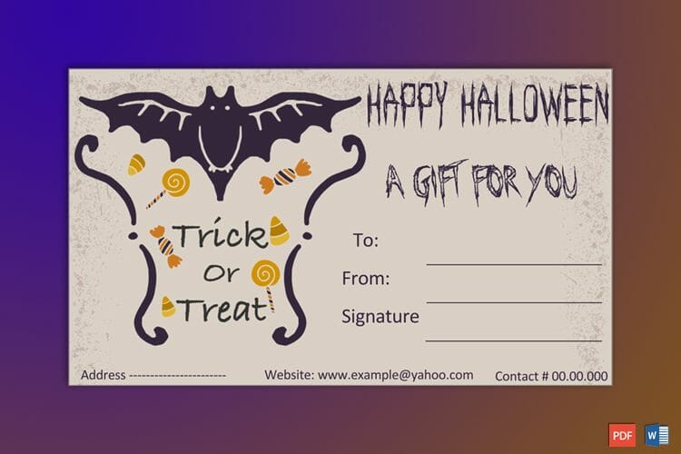 Halloween Gift Certificate Example