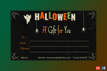 Halloween Gift Certificate Sample