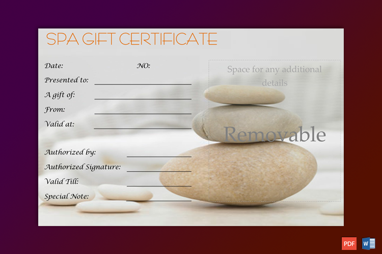 A Simple Day at the Spa Gift Certificate Template GCT